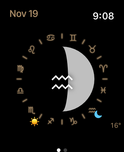 Screenshot of Moon Sign Simplicity for Apple Watch by Jesse Wolfe