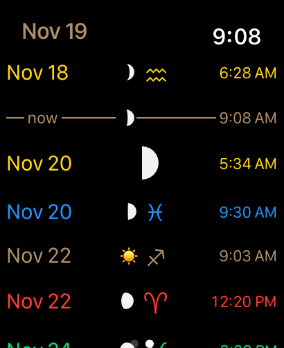 Screenshot of Moon Sign Simplicity for Apple Watch by Jesse Wolfe